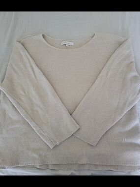 Bare Knitwear Cream Seed-Stitch Crewneck Sweater
